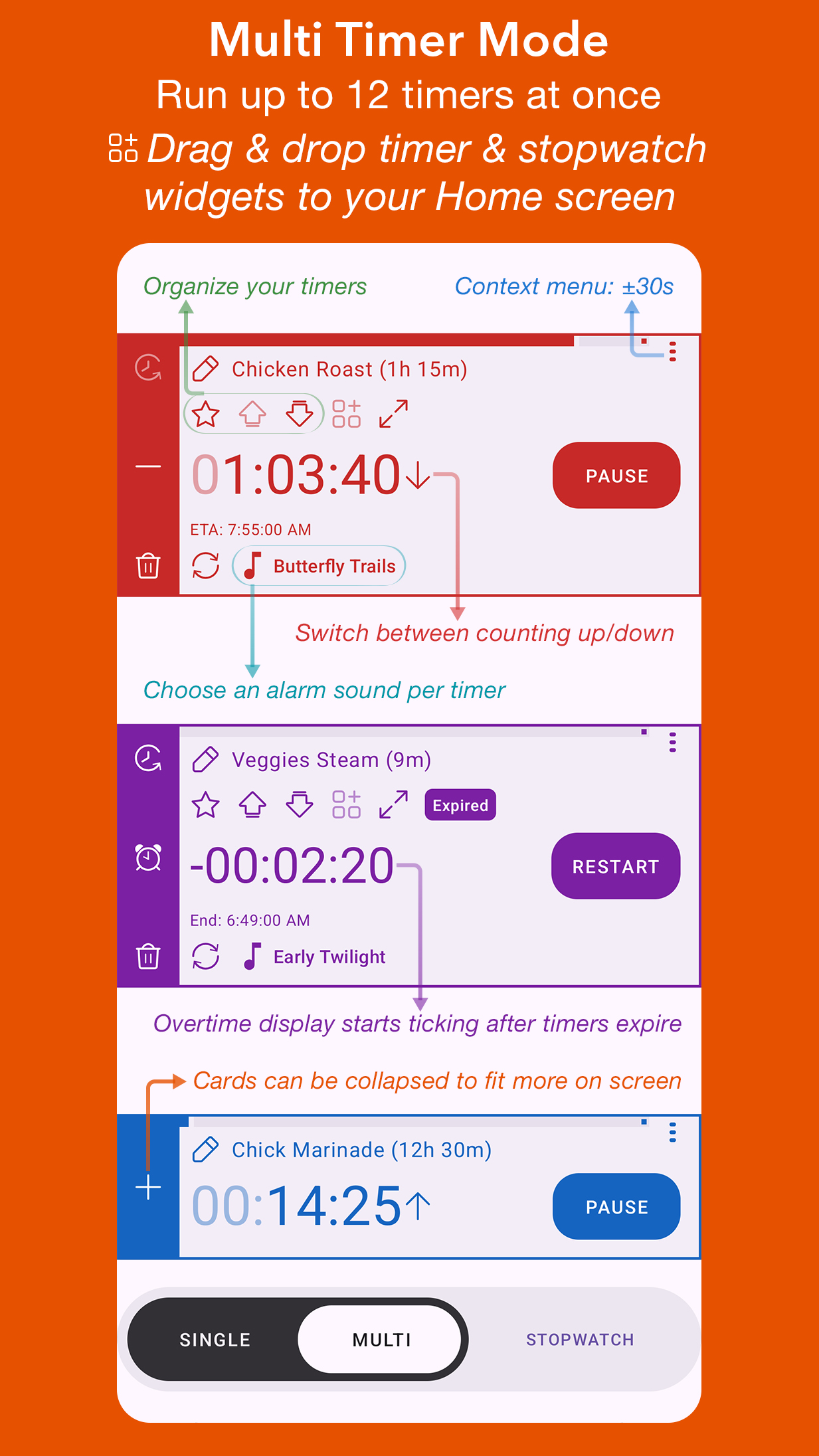 TimerDash: Multi timers running