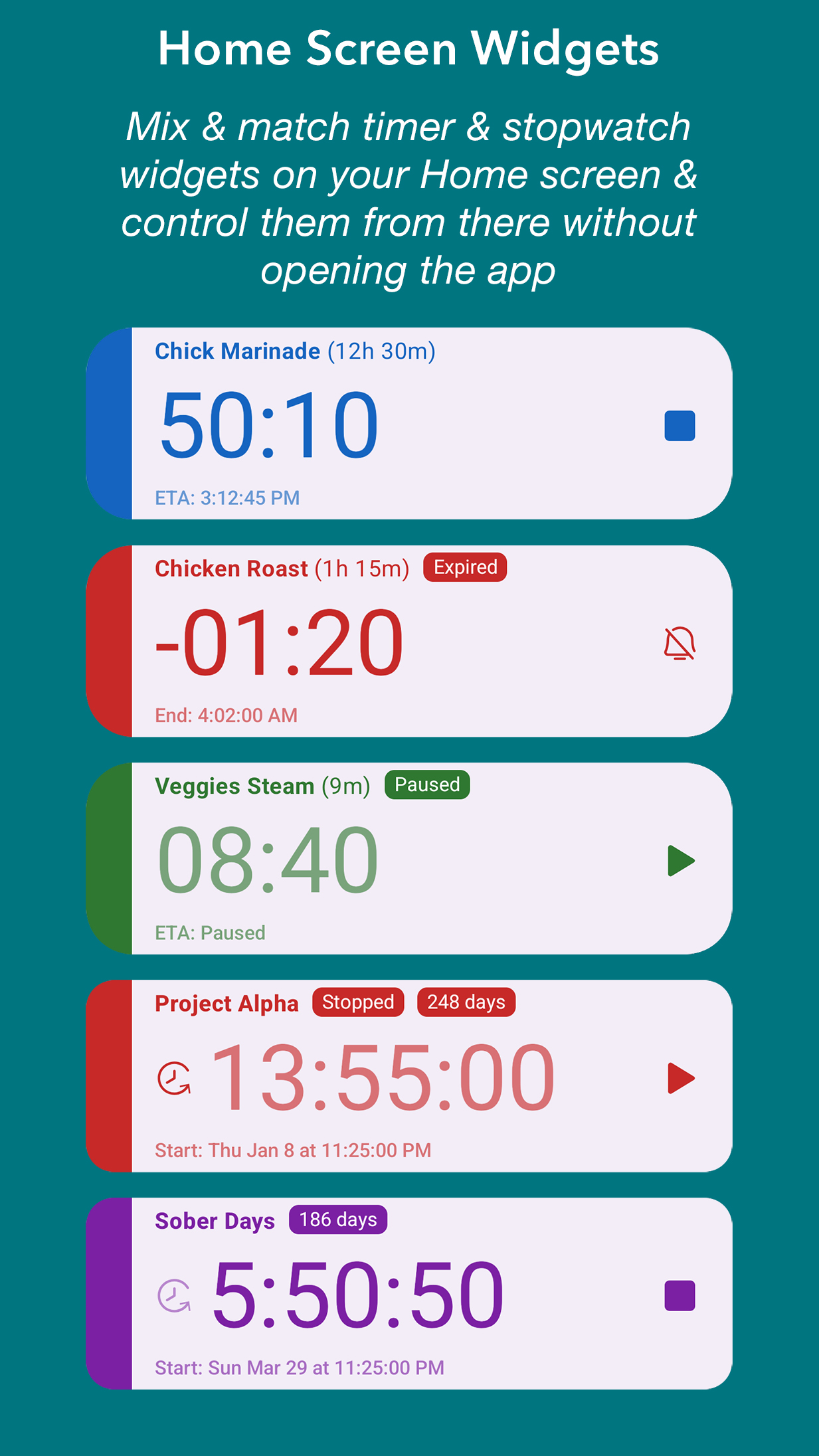 TimerDash: Home screen widgets