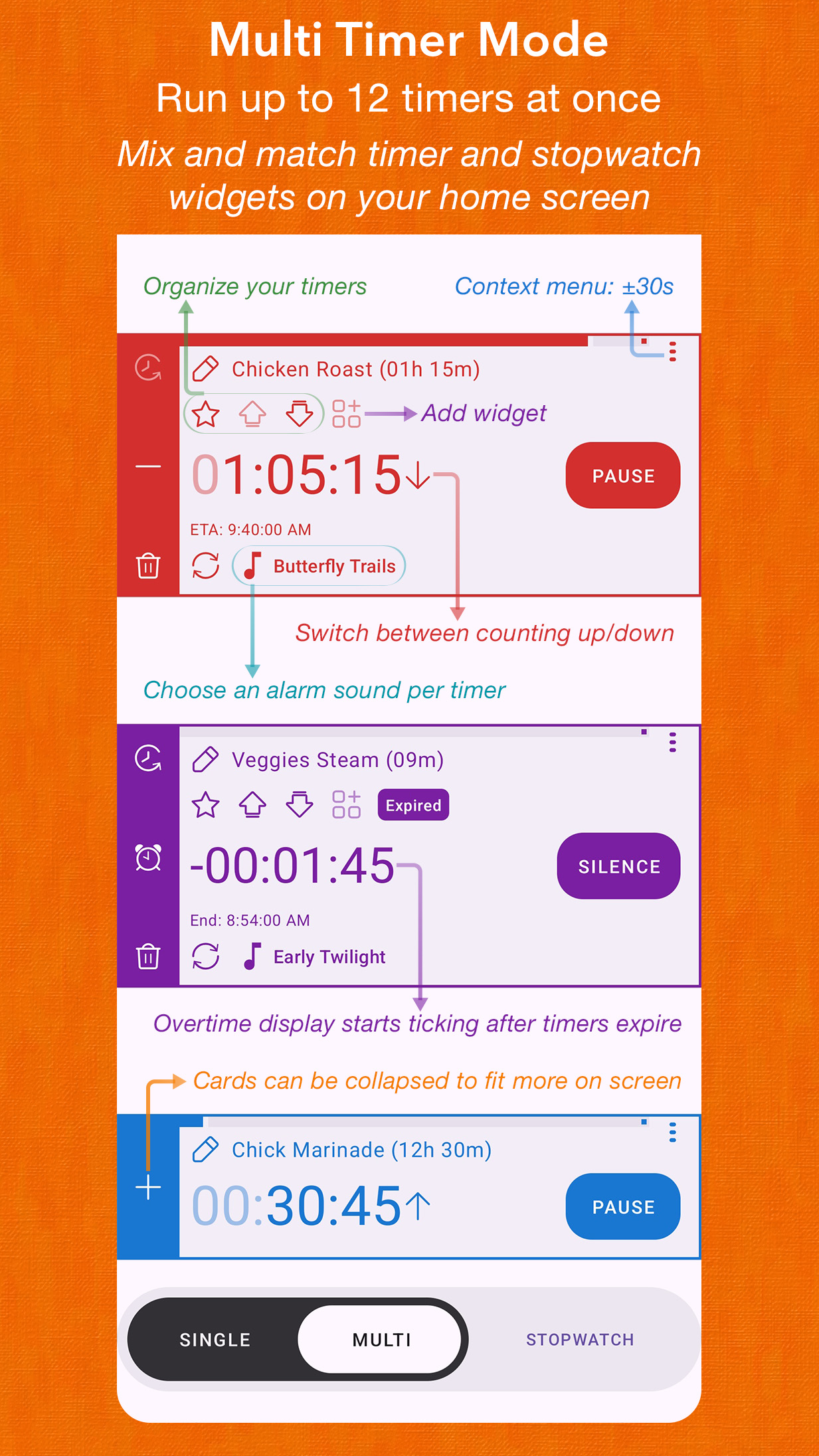TimerDash: Multi timers running