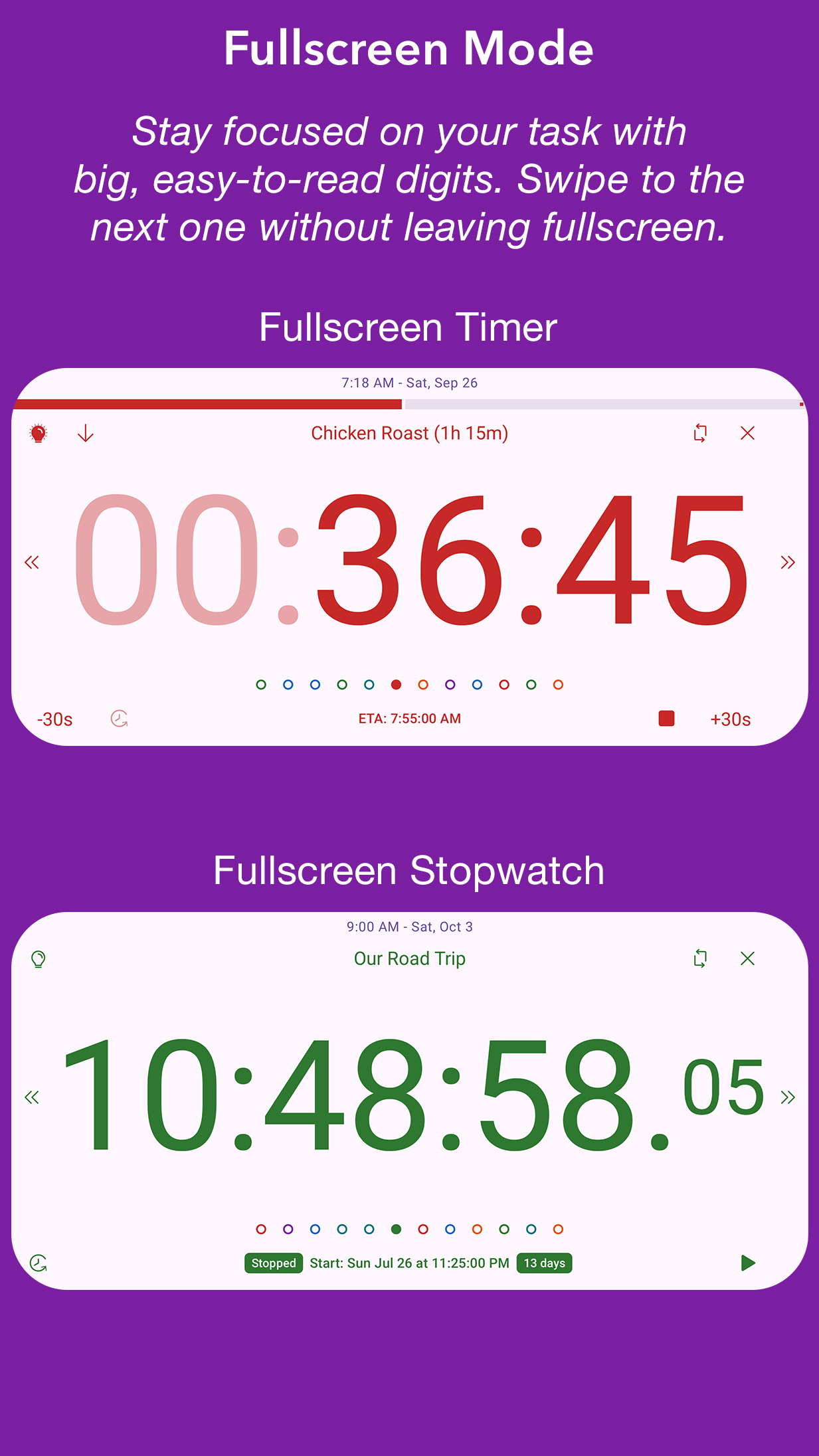 TimerDash: Fullscreen mode